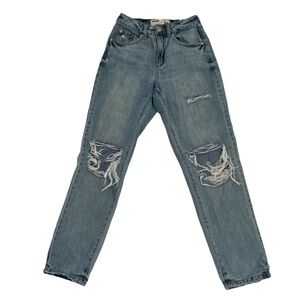 Garage The Mom Distressed High Rise Jeans Size 1 Women's